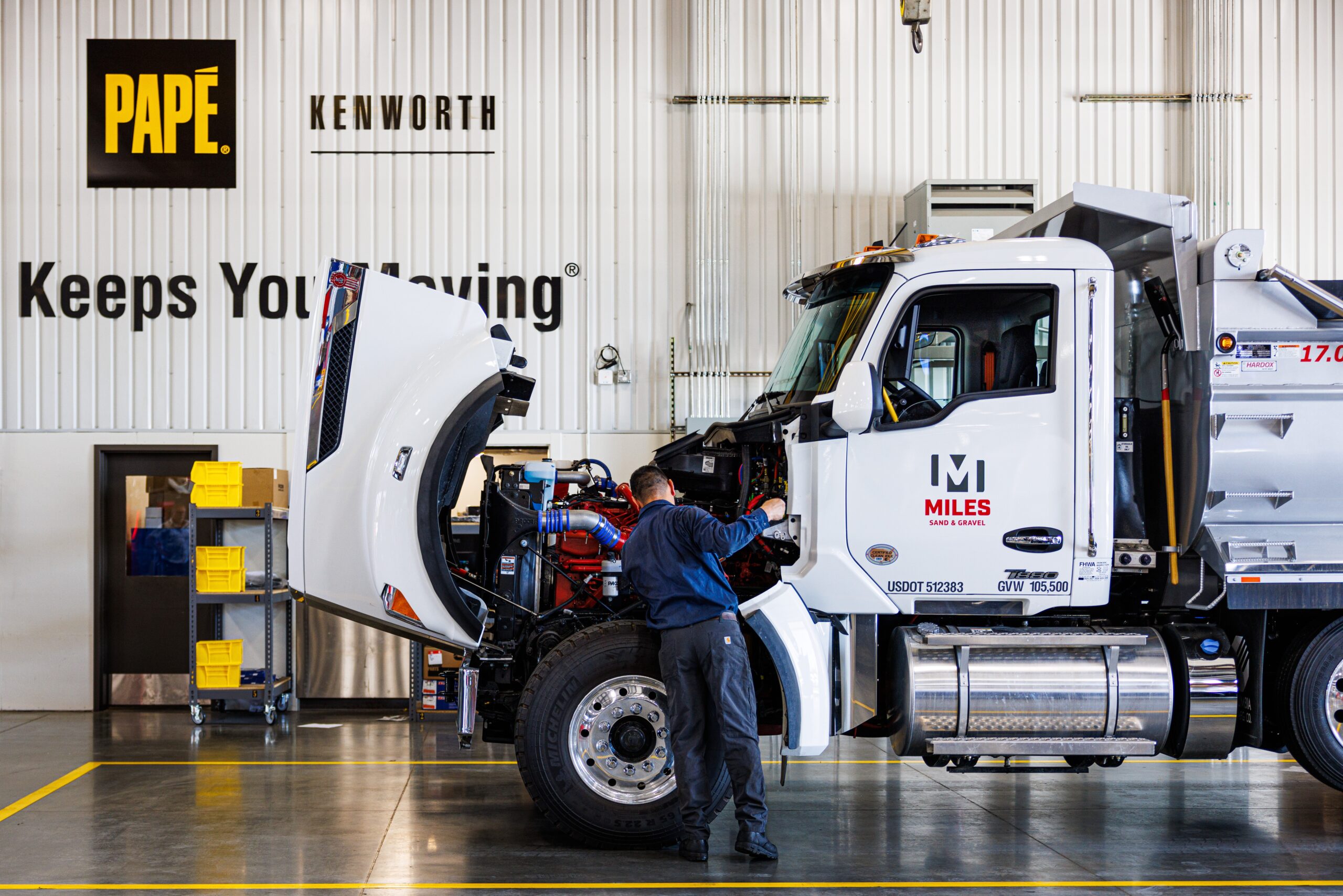 Kenworth T880 ready-mix truck operated by Miles Sand & Gravel to support uptime and aggregate hauling in the Pacific Northwest