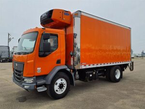 Kenworth K270 refrigerated box truck with Carrier refrigeration unit for local temperature-controlled deliveries.